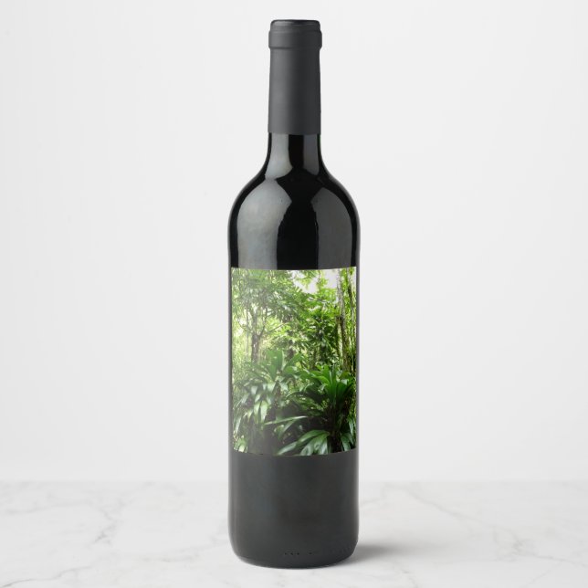 Dominican Rain Forest I Tropical Green Nature Wine Label (Front)