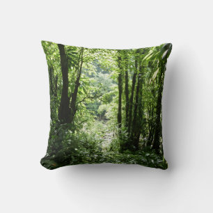 Dominican Rain Forest II Tropical Green Throw Pillow