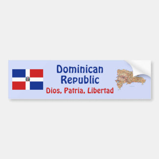Dominican Rep. Flag and Map Bumper Sticker