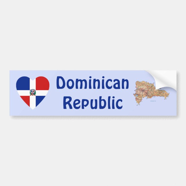 Dominican Rep. Flag Heart + Map Bumper Sticker (Front)
