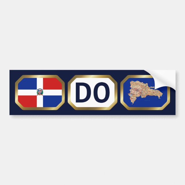 Dominican Rep. Flag Map Code Bumber Sticker (Front)