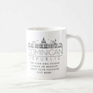 Dominican Rep. Stylized Skyline   Custom Slogan Coffee Mug