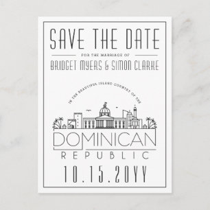 Dominican Rep.   Stylized Skyline Save the Date Postcard