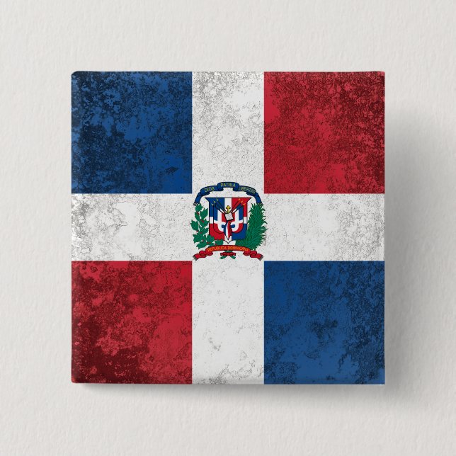 Dominican Republic 2 Inch Square Button (Front)