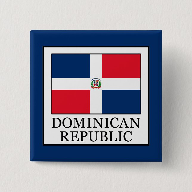 Dominican Republic 2 Inch Square Button (Front)