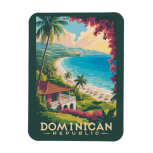 Dominican Republic Beach Illustration Travel Art Magnet