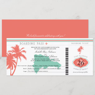 Dominican Republic Boarding Pass Palm Trees Invitation