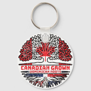 Dominican Republic Canadian Canada Tree Roots Flag Keychain
