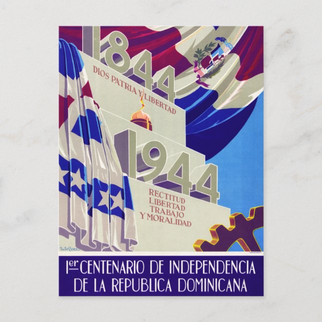 Dominican Republic Centennial Vintage Poster Postcard (Front)