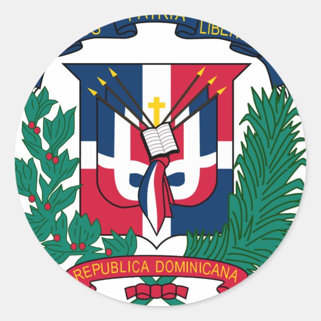 Dominican Republic Coat of arms  DO Classic Round Sticker (Front)