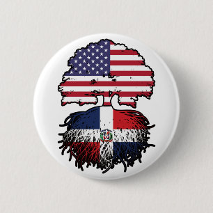 Dominican Republic Dominican American USA Tree 2 Inch Round Button