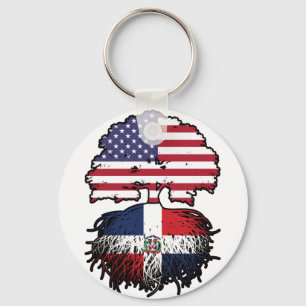 Dominican Republic Dominican American USA Tree Keychain