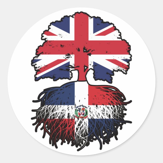 Dominican Republic Dominican British UK Tree Roots Classic Round Sticker (Front)