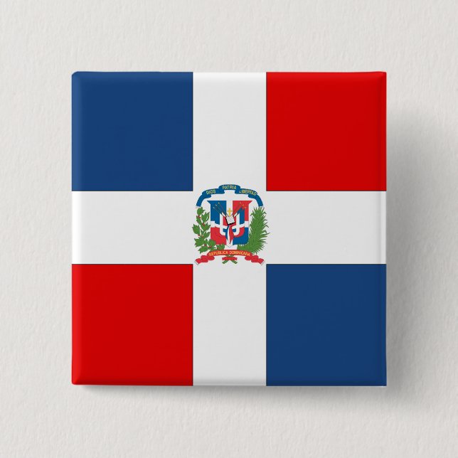 Dominican Republic Flag 2 Inch Square Button (Front)