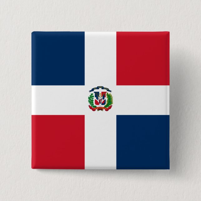 Dominican Republic Flag 2 Inch Square Button (Front)