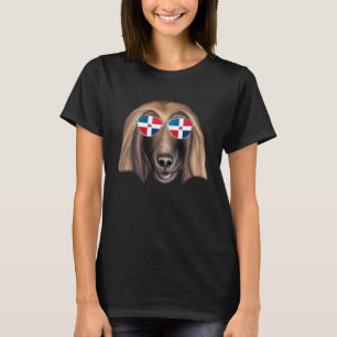 Dominican Republic Flag Afghan Hound Dog Pocket T-Shirt