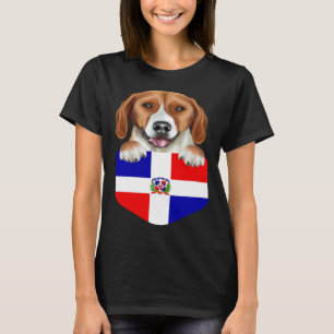 Dominican Republic Flag American Foxhound Dog In P T-Shirt