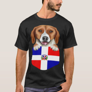 Dominican Republic Flag American Foxhound Dog In P T-Shirt
