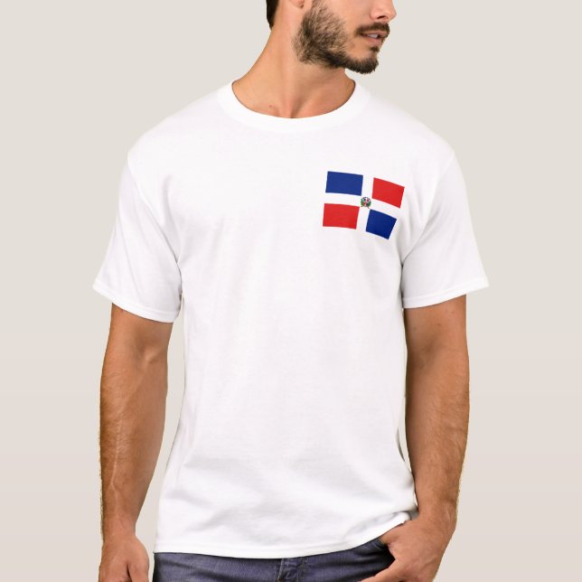 Dominican Republic Flag and Map T-Shirt (Front)