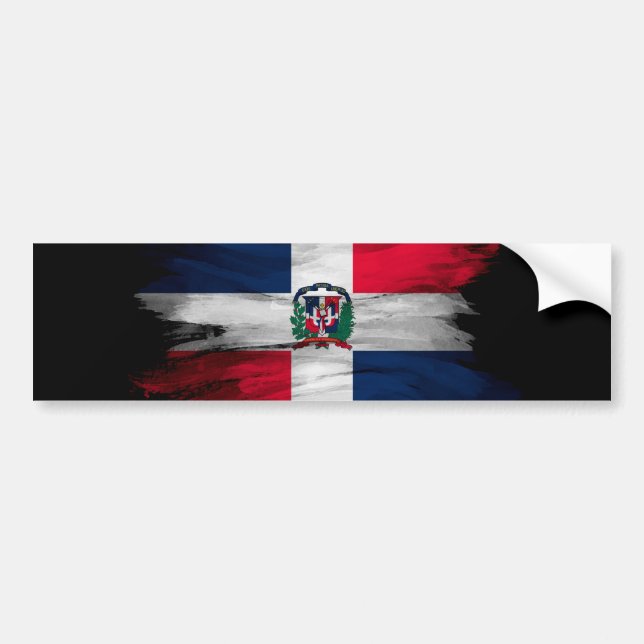 Dominican Republic flag brush stroke Bumper Sticker (Front)