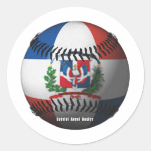 Dominican Republic Flag Covered Baseball Classic Round Sticker