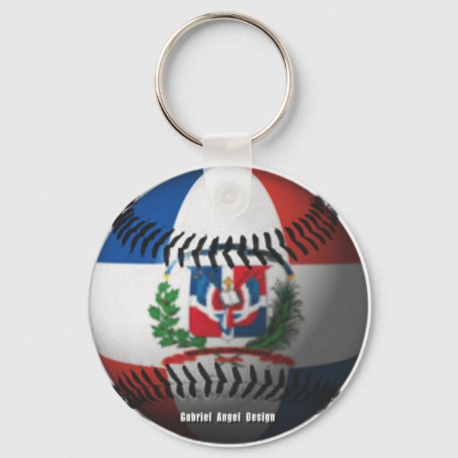 Dominican Republic Flag Covered Baseball Keychain (Front)
