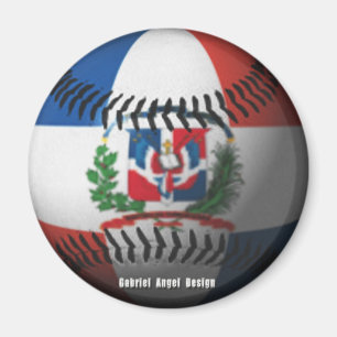 Dominican Republic Flag Covered Baseball Magnet