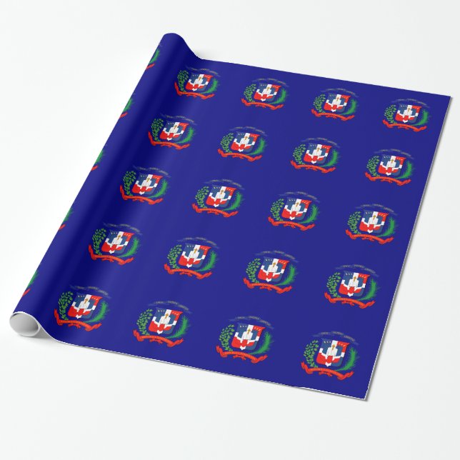 Dominican Republic flag crest Wrapping Paper (Unrolled)