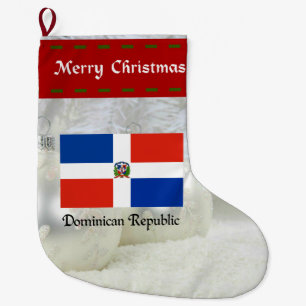 Dominican Republic flag, custom design Large Christmas Stocking