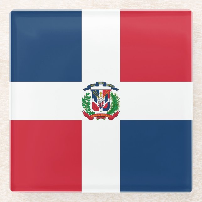 Dominican Republic Flag Glass Coaster (Front)