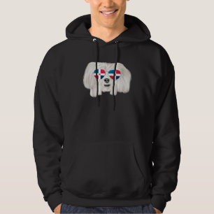 Dominican Republic Flag Maltese Dog Pocket Hoodie
