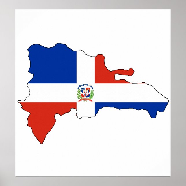 Dominican Republic Flag Map full size Poster (Front)
