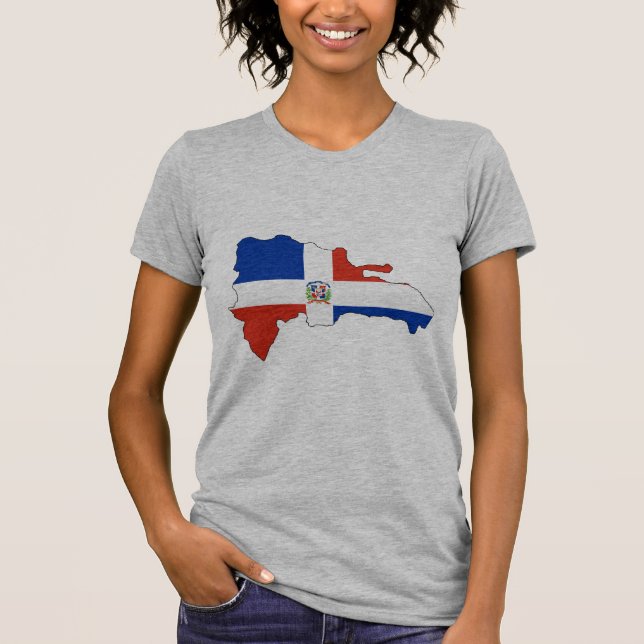 Dominican Republic flag map T-Shirt (Front)