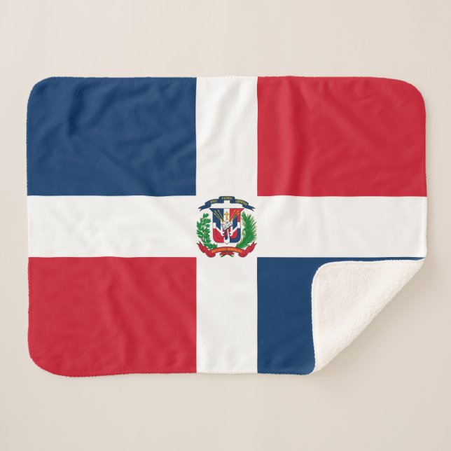 Dominican Republic Flag Sherpa Blanket (Front (Horizontal))
