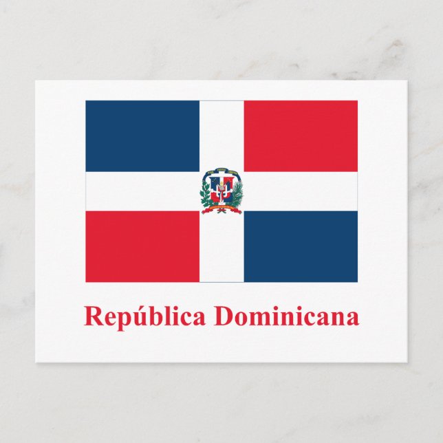 Dominican Republic Flag with Name in Spanish Postcard (Front)
