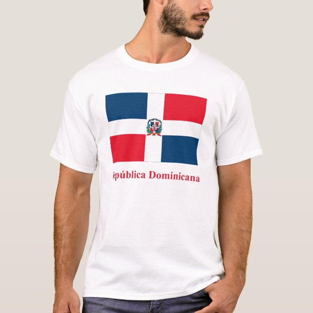 Dominican Republic Flag with Name in Spanish T-Shirt (Front)