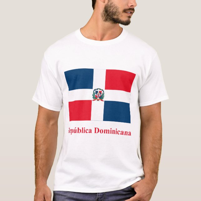 Dominican Republic Flag with Name in Spanish T-Shirt (Front)