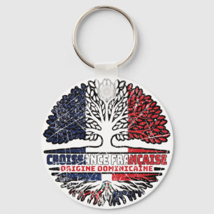 Dominican Republic French France Tree Roots Flag Keychain