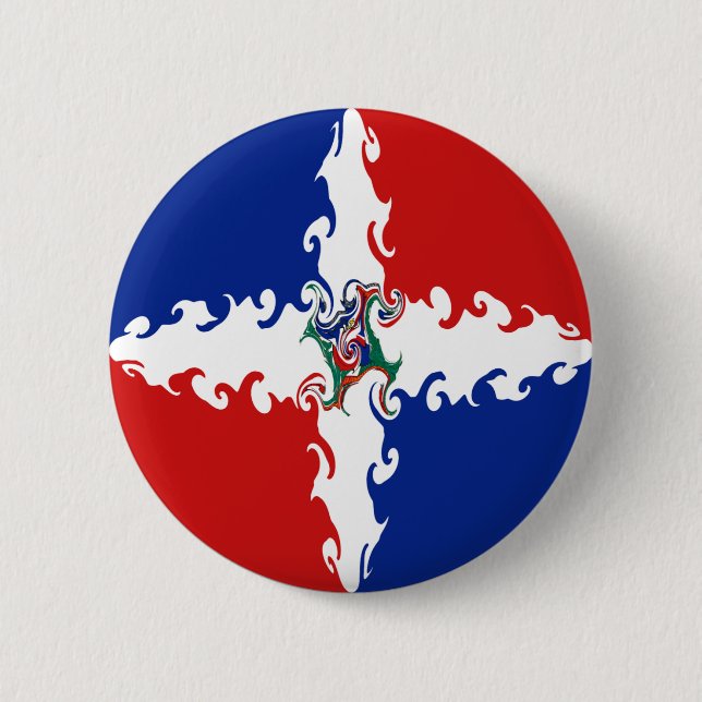 Dominican Republic Gnarly Flag 2 Inch Round Button (Front)