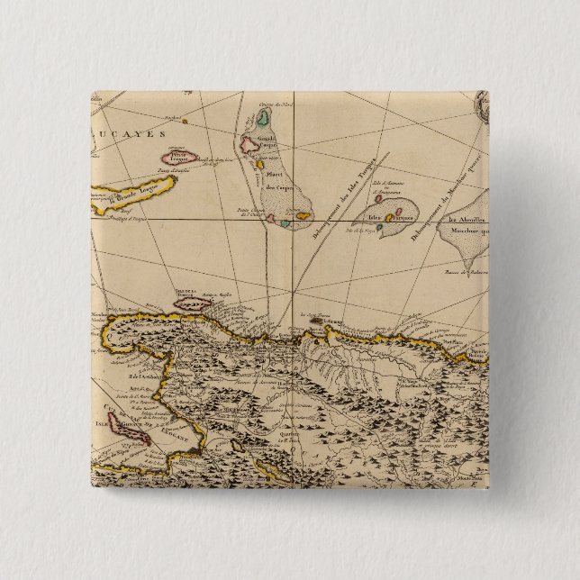 Dominican Republic, Haiti, West Indies 2 Inch Square Button (Front)