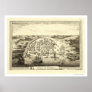 Dominican Republic Map by C.F. Fritzsch 1755 Poster