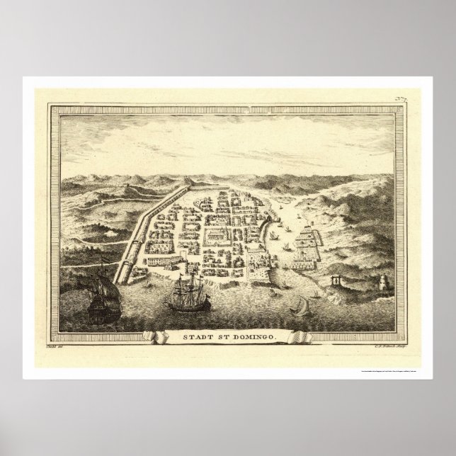 Dominican Republic Map by C.F. Fritzsch 1755 Poster (Front)