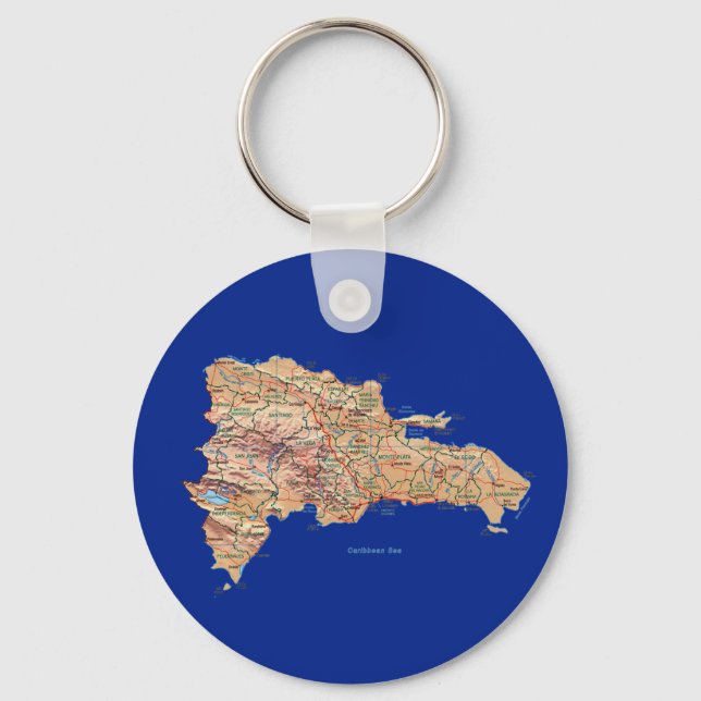 Dominican Republic Map Keychain (Front)