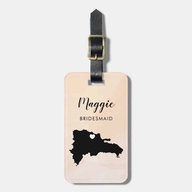 Dominican Republic Map Luggage Tag, Wedding Party Tag (Front Vertical)