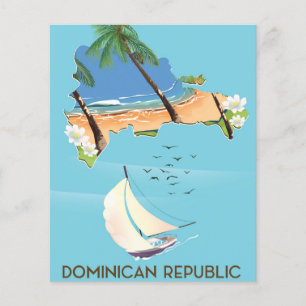 Dominican Republic map Yacht travel poster