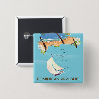 Dominican Republic map Yacht travel poster 2 Inch Square Button