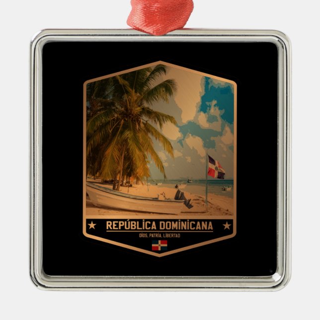 Dominican Republic Metal Ornament (Front)