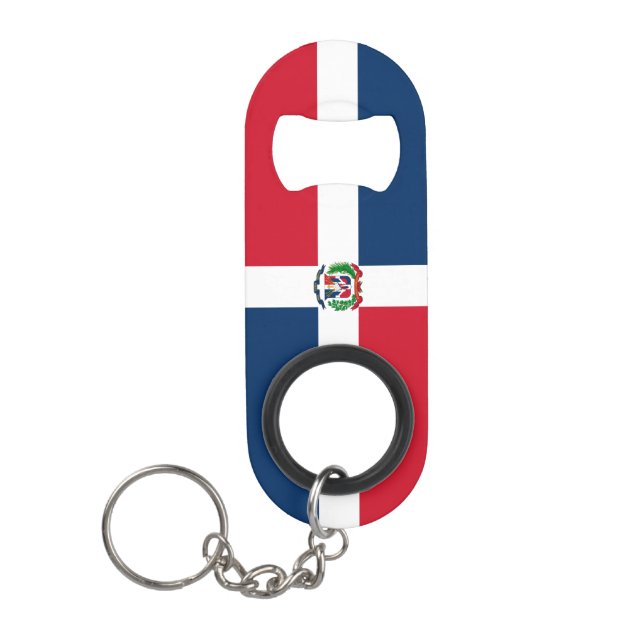 Dominican Republic National Pride Patriotic Keychain Bottle Opener (Front)
