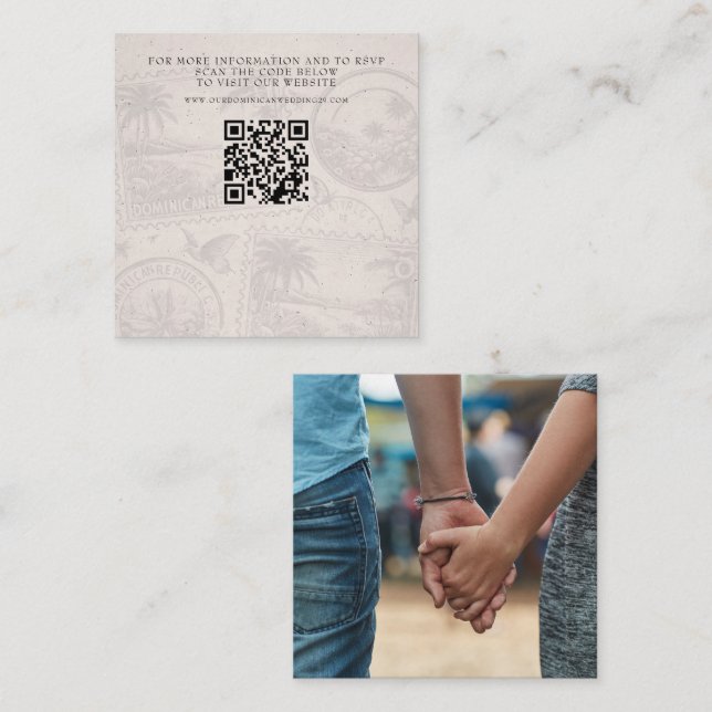 Dominican Republic Passport Wedding QR Enclosure Card (Front/Back)