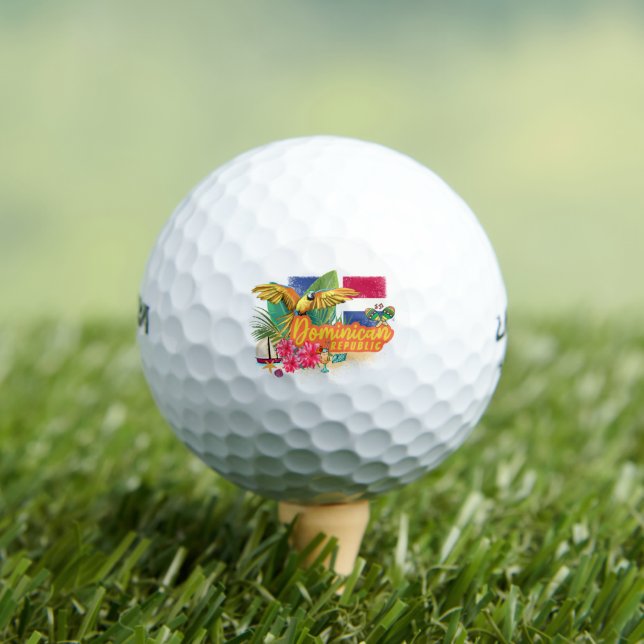 Dominican Republic Retro Caribbean Island Parrot Golf Balls (Insitu Tee)
